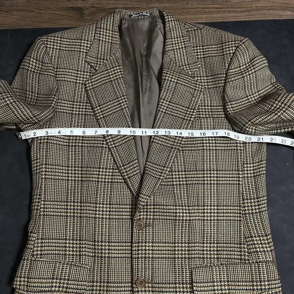 Valentino Blazer Mens 38 Vintage Herringbone Wool Tweed Sport Coat Made In Italy